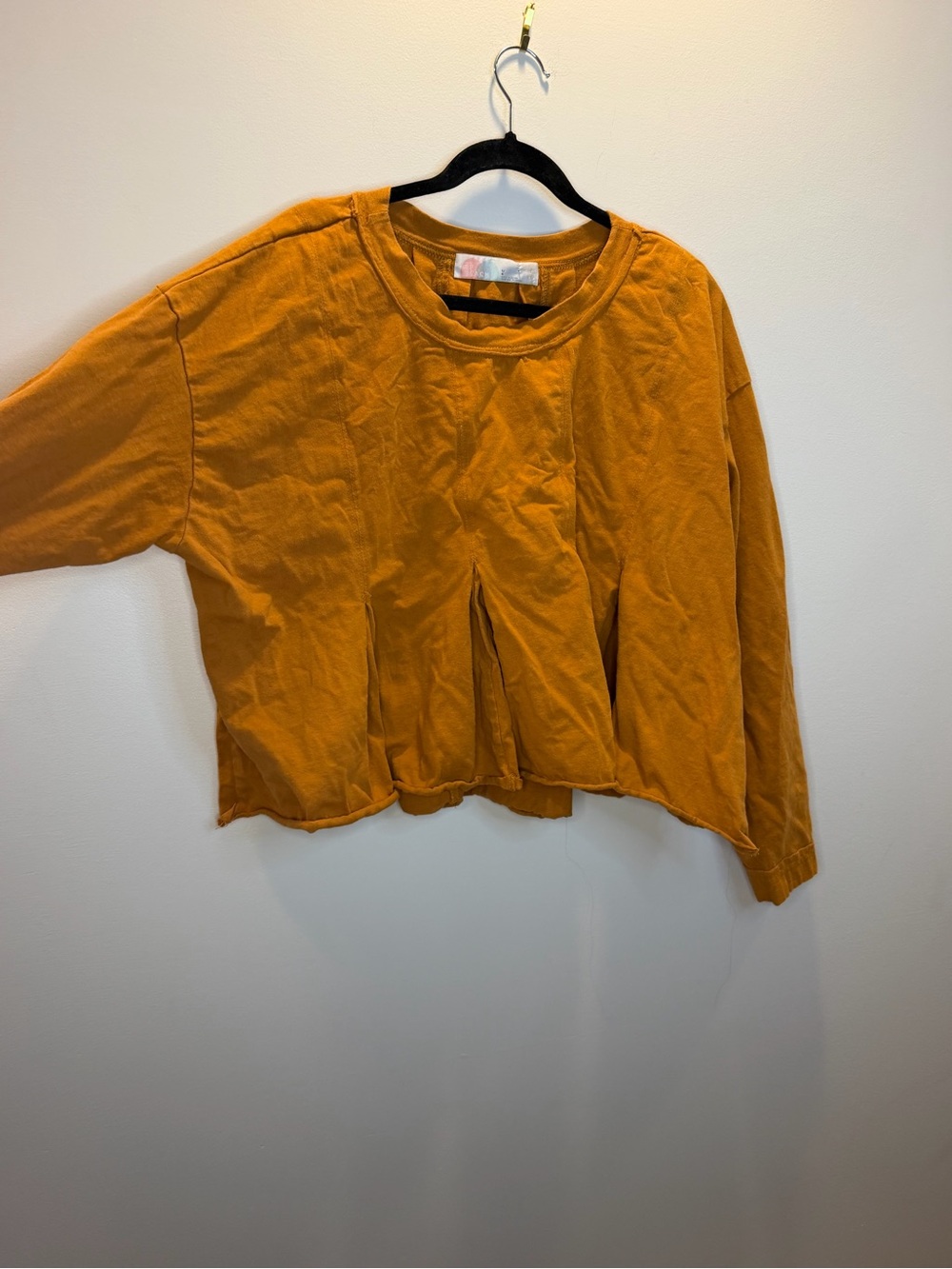 Free People Mustard Long-Sleeve Peplum Hem Top